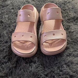 CROCS Blush Pink Wedge Sandals